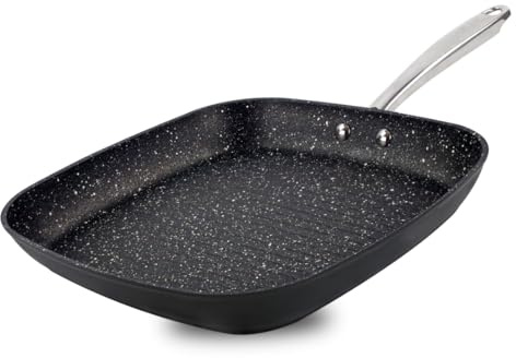 Scoville Performance NEVERSTICK+ 28cm Square Grill Pan, Non-Stick Griddle Pan, Suitable for All Hobs, Raised Ridges for Char-Grilling, Oven Safe Up to 260°C, PFOA Free, Aluminium, Black