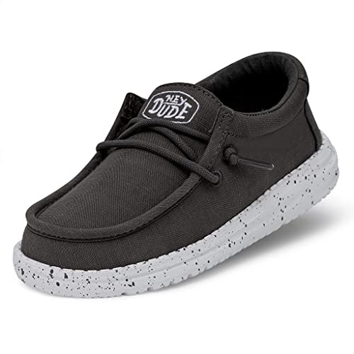 Hey Dude Jungen Wally Youth Slub Canvas Moccasin, Dunkelgrau, 33 EU