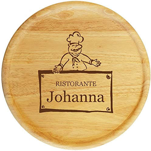 Sterngraf Pizzateller mit Gravur (Namen) personalisiertes Holz Pizzabrett 32cm - Geschenkidee zum Geburtstag, Geschenke Jahrestag Jubiläum, Pizza-Bäcker MotivP15 Ristorante