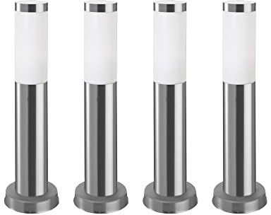 FORLIGHT Koral (2 uds) Baliza Exterior para Jardín Resistente al Agua IP55. Poste de Luz para Sendero y Camino. Lámpara Bolardo de Acero Inoxidable Gris Urbano 23W. Farolillo Moderno Zonas de Paso
