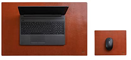 CLUB4BRANDS c4b Leder Schreibtischunterlage und Mauspad im SET- Mausauflage und Schreibtisch-Auflage aus 100% vollnarbigem Leder – Schreibtisch Leder Mousepad und Tischunterlage