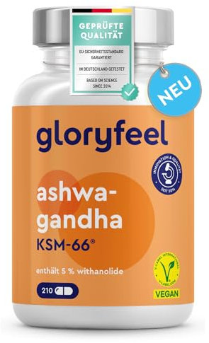 Ashwagandha KSM-66® - 210 Kapseln - 7.200mg reines Ashwagandha aus 600mg Extrakt (12:1) pro Tag - Vegan, laborgeprüft, ohne Zusätze in Deutschland hergestellt