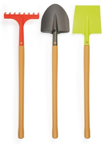 Giocattoli Ecoiffier 4338 - Rete di 3 grandi attrezzi da giardino, 70 cm, giochi all'aperto, giochi per il giardino, giochi per bambini, a partire dai 18 mesi