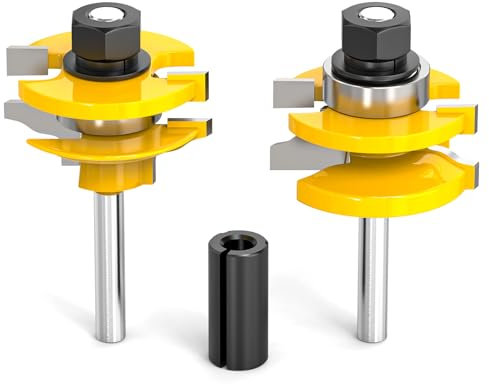 MEANLIN 2PCS Bit Ogee Rail and Stile Router Bit Set 1/4 Inch Shank Woodworking Tongue and Groove Router Bit Raised Panel Milling Cutter Tools for Cabinet Door, Frames and More