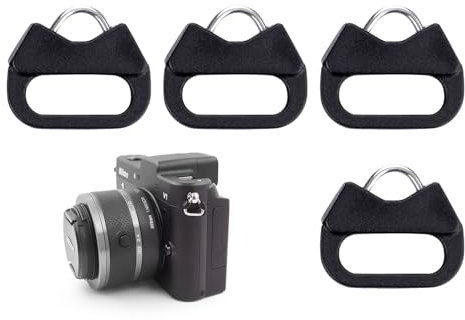 4 Pcs Camera Triangle Split Rings, Camera Strap Hook Lug Ring with Plastic Cover Cap for Camera Shoulder Strap, Compatible with DSLR Rangefinder Mirrorless Camera Eyelet ( 2 Pairs)