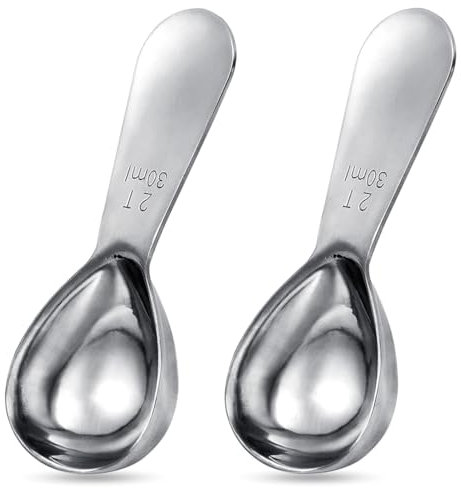 Coffee Scoop 2pcs Set, Stainless Steel Coffee Spoons with Short Handle, Tablespoon Measure Spoon fit for Coffee, Tea, Sugar or Flour, 30ML Measure Spoon