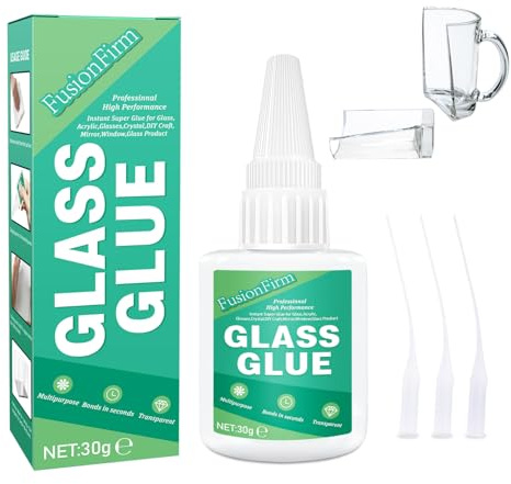 30g Glass Glue, Transparent Super Glue, Quick-Drying for Crystal, Mirror, Window Bonding and DIY Crafts, with Anti-Clogging Cap