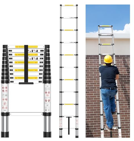 Kuro sagol 3,2 m Scala telescopica allungabile multifunzione in alluminio per giardino, tetto e soffitta, robusta scala allungabile e impalcatura per applicazioni versatili