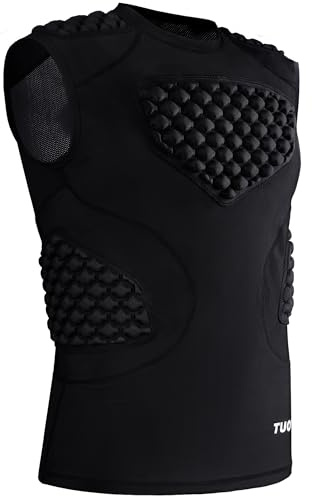 DGYAO Rugby Padded Compression Vest Sleeveless Shirt Chest Rib Back Protective Top for Men Big Boys