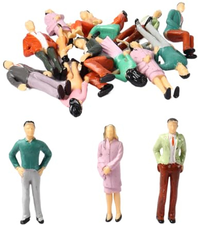 NHQZ 14 Stück Kleine Figuren Menschen Set,Miniaturfiguren Menschen Farbe Modelleisenbahn Verschiedene Posen Miniatur Figuren für Modelleisenbahnen Spielfiguren im Maßstab 1:25
