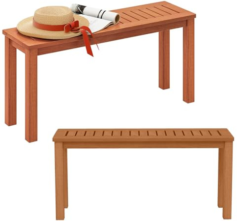 KOMFOTTEU 1 m trädgårdsbänk massivt trä, sittbänk för 2 personer, träbänk utomhus väderbeständig, parkeringsbänk 100 x 30,5 x 47 cm, för trädgård, gård, veranda