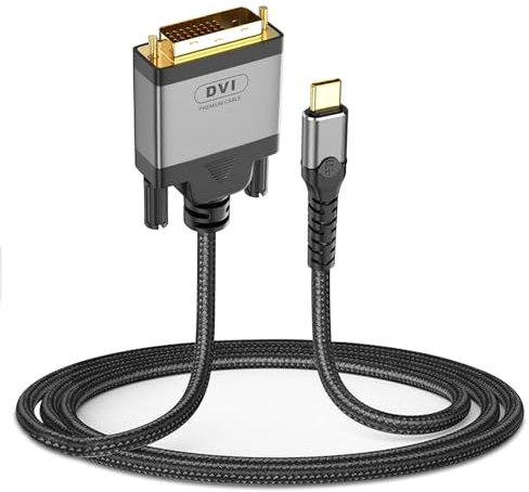 Critin USB C to DVI Cable 6.6ft [Thunderbolt 3/4 Compatible, 1080P@60Hz] Type-C to DVI Adapter for MacBook Pro 2023, iPhone 15 Pro/Max, iPad Pro, Dell XPS 17, Surface Book 3, Galaxy S23/S24
