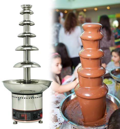 GESAIDES Fontaine à Chocolat électrique en Acier Inoxydable, pour Chocolat, Bonbons, Beurre, Fromage,6tiers