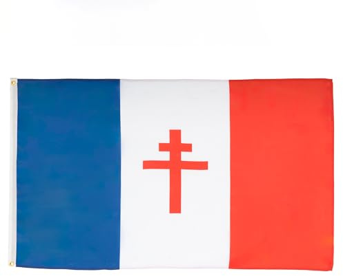 AZ FLAG - Lote de 2 banderas de Francia libres 1940-1944 - 150 x 90 cm - Bandera francesa de la resistencia 100% poliéster con ojales metálicos integrados
