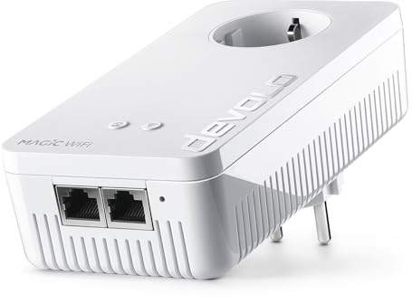 devolo Magic 2 WiFi 6 Next Erweiterungsadapter, WLAN Powerline Adapter, bis zu 3.000 Mbit/s über Wi-Fi 6, Mesh WLAN Steckdose, 2X Gigabit LAN, weiß