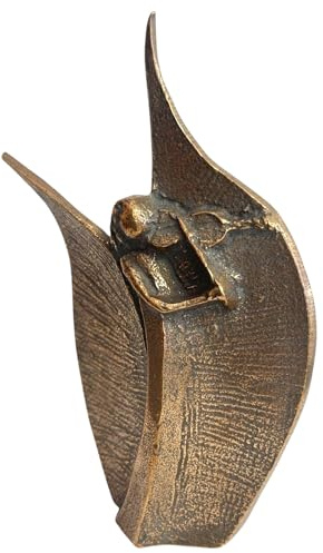 Herzmensch Bronze Engel Figur mit Geige musizierend aus massiver Bronze 6,8 x 11,8 cm als Geschenk zu Hochzeit, Weihnachten und Geburtstag, besondere Anlässe