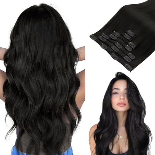 hotbanana Clip In Extensions Echthaar Natürliches Schwarz Unsichtbar Clips In Echthaar Extensions Günstig Haarverlängerung Echthaar Nahtlos Remy Hair Extensions 35cm 150g 9pcs