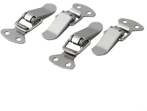 Eawfgtuw Lot de 4 loquets à bascule en acier inoxydable avec loquet à ressort pour une fermeture sécurisée sur boîtes, armoires, étuis et portes, matériel robuste résistant aux intempéries