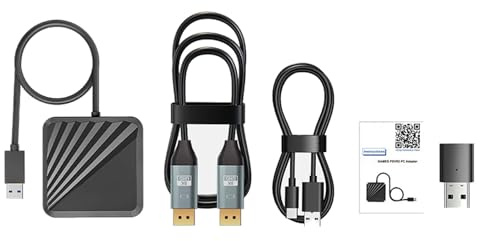 LICHIFIT Adapter + Bluetooth-Empfänger für PS VR2 zu Windows-Computer, PC-Adapter-Kit für PS5 VR2 Konverter-Anschluss mit Typ-C-Stromkabel und DisplayPort 1.4 HD-Kabel für PlayStation 5 VR2