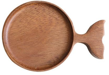 BIUDECO Piattino in Legno Forma di Pesce per Salsa Piccolo Vassoio per Snack e Immersione Sicuro e Salutare per Cucina e Feste