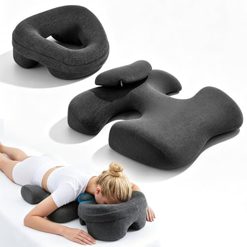 Normodic Massage Breast Cushion and Face Down Support Pillow Set with Memory Foam, Breathable Removable Washable Cover, Non-Slip Bottom, Bolster Head Rest for SPA Home Beauty Salon Bedroom