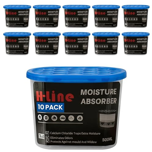 H-Line Disposable Dehumidifiers for Home 500ml, Moisture Absorber for Bedroom, Mould & Damp Absorber, Condensation Absorbers, Moisture in Home, Kitchen, Wardrobe, Bedroom (10)