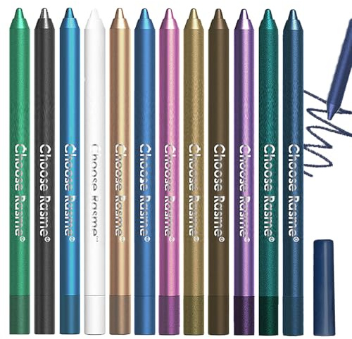 Set di 12 matite colorate per eyeliner, impermeabili e a lunga durata, penne per gli occhi con glitter, set di trucco per Halloween, da donna