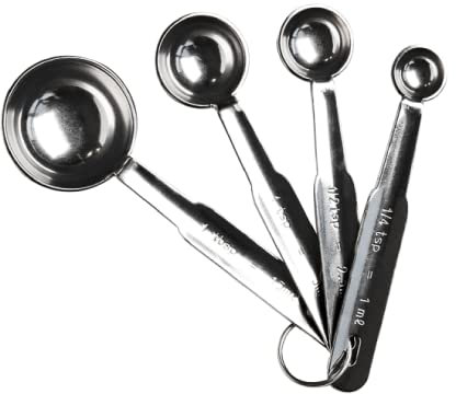 De Buyer - Set de 4 cuillères-mesures en inox - 1 / 2,5 / 5 / 15 mL -, Argent