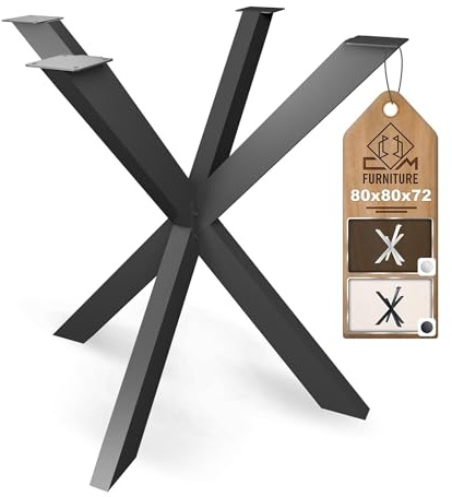 CM Furniture Tischbeine Tischgestell Metall Schwarz Hoch 72 cm für Esstisch Gartentisch Konferenztisch Rund/Quadratisch Massiv Tischplatte Holz Glass Spider/Spinnen Stern Look Premium DIY Projekt