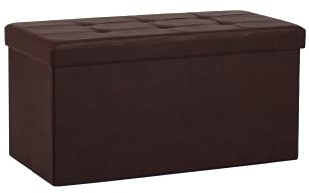 Ashley Mills New Large Ottoman Foldaway Storage Blanket Toy Box Bench Faux Leather Chocolate 76x38cms