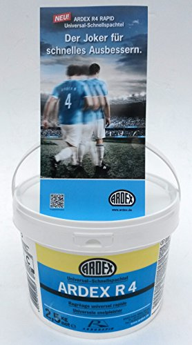 ARDEX R4 RAPID Universal snabbspatel 2,5 kg hink med ARDURAPID®-effekt. Vit cementbas Stabil reparationspatel med finish-karaktär.