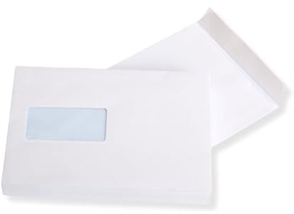 50 St. C5 Versandtaschen weiß 229x162 mm HK mit Fenster Briefumschlag haftklebend