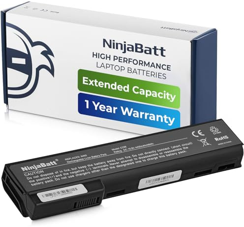 NinjaBatt Akku Für HP 8460P 8470P 8570P CC06 8560P 628668-001 6560B CC06XL 6570B 628666-001 HSTNN-F08C 6470B 628670-001 6475B 6460B 6360B 8460W 8470W - Hohe Leistung [6 Zellens/4400mAh/48Wh]