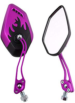 ESUPPORT Purple Motorcycle Motorbike 8mm 10mm Rearview Side Mirror ATV Scooter Bike Flame Fire