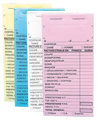 Carnet de caisse coiffure sans numéro X10 Sibel