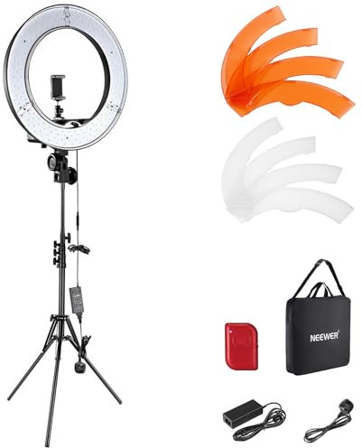 NEEWER Ring Light Kit: 18/45cm Outer 55W 5600K Dimmable LED Ring Light, Light Stand, Carrying Bag for Camera, Smartphone, YouTube, TikTok, Self Portrait Shooting, Black