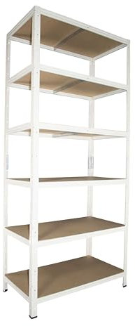 Shelf Creations BASIC Schwerlastregal 180x120x60cm weiß 6 Böden Steckregal Kellerregal Lagerregal Werkstattregal Archivregal Haushaltsregal Ordnerregal Metallregal Garagenregal Fachbodenregal