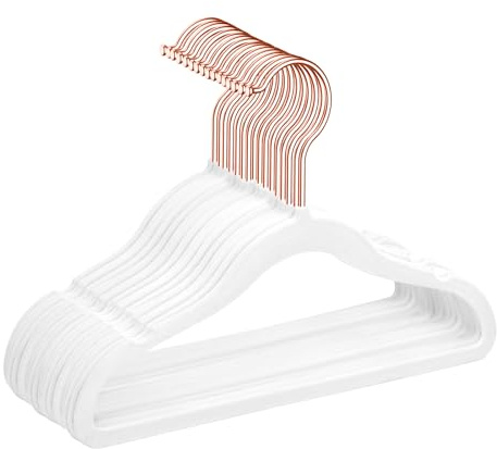 MIZGI Baby Velvet Hangers,Non-Slip Kids & Toddler Hangers,11.8 Inch Hangers for Baby Clothes,Pack of 50(White)