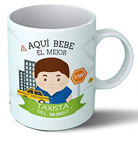 Planetacase - Taza Taxista - Regalo Original - Cerámica 330 mL - Taza Desayuno Apta para Microondas y Lavavajillas - Resistente a Lavados