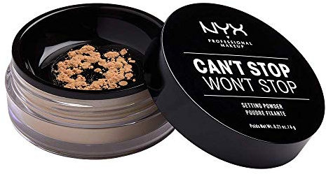 NYX Professional Makeup, Cipria in Polvere, Can't Stop Won't Stop Setting Powder, Polvere libera, Finish matte, Minimizza le zone lucide, Tonalità: Medium