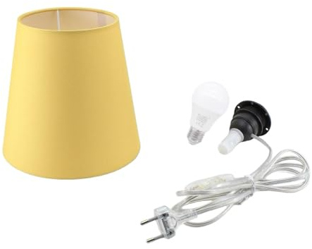 Kit Completo Paralume Giallo + Adattatore portalampada E27 con filo e interruttore trasparente - Lampada Led A+ in omaggio! Trasforma una bottiglia in lampada! Lampabottiglia.it