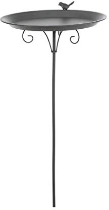 TRIXIE 55511 Vogeltränke/-Bad zur Bodenfixierung, Metall, 1.800 ml/ø 35 cm, grau