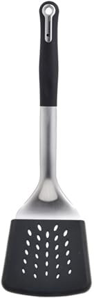 MasterPRO FOODIES COLLECTION Espátula Ranurada 34.3x10.3x4.7 cm Acero Inox + PBT Antiadherente Resistente al Calor para Guisos y Estofados