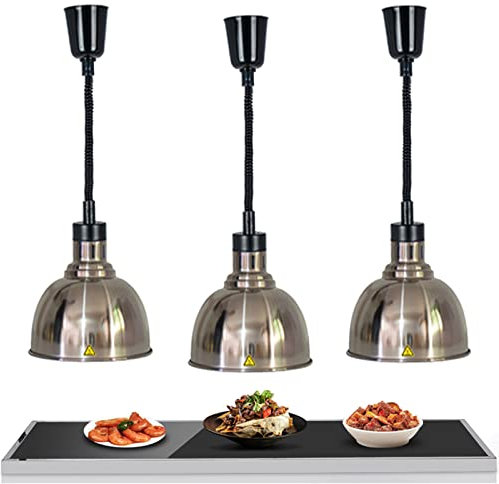 Commercial Lampe Chauffe-Plats, 3 Pièces Buffets Lampe Chauffante pour Aliments, Lampe Chauffante Réchauffeurs de Nourriture pour Les Fêtes, Faire la Fête (250W Ampoule)