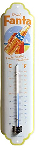 Nostalgic-Art Retro Thermometer, 7 x 28 cm, Fanta – Bottle Beach | Original Lizenzprodukt (OLP), analoges Innenthermometer, Vintage Design, Geschenk-Idee für die Hausbar