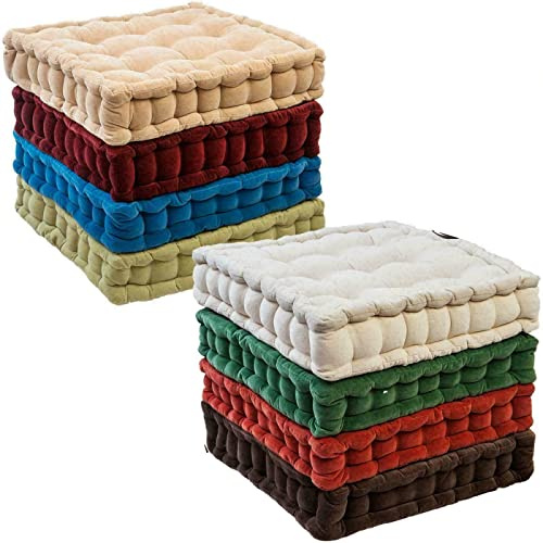 Brit House Extra Firm Booster Seat Cushion 100% Cotton Thick Garden Dining Chair Car Seat Armchair Seat Pad Multicolour 45cm x 45cm + 10cm (Any Colour)