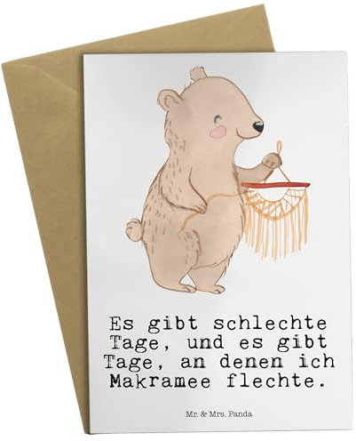 Mr. & Mrs. Panda Grußkarte Bär Makramee - Geschenk, hochzeitskarten, Basteln mit, einladungskarten, Grußkarten, osterkarte, osterkarten, weihnachtskarten