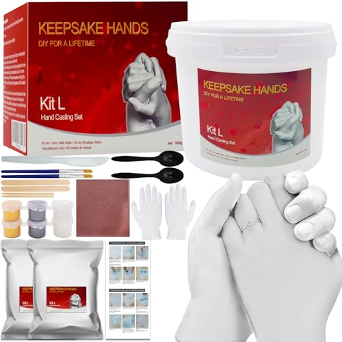 NINGESHOP 3D Kit Huella Niños Familias Adultos Kit 3D Completo Alginato para Moldes de Manos y Yeso Envase, Regalos Personalizados para Mujer, Regalos Originales para tu Novia,regalos san valentin