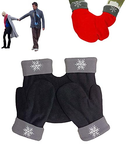 Guantes de invierno de 3 piezas para parejas - Guante grueso y cálido, guantes de túnel, guantes de Navidad para amantes (negro, talla única)