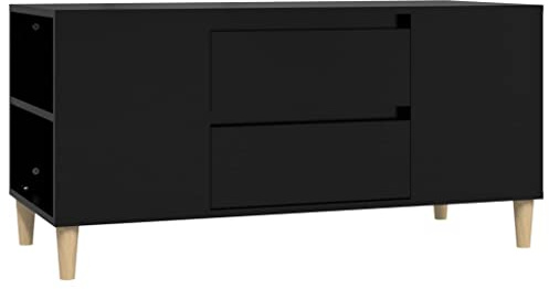 vidaXL TV Schrank Lowboard TV Möbel Tisch Board Sideboard Fernsehtisch Fernsehschrank HiFi-Schrank Schwarz 102x44,5x50cm Holzwerkstoff